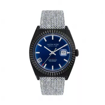 JASON HYDE MAN JH30006 40mm Kvarca analogais pulkstenis ar zilu ciparnīcu un zilu auduma siksniņu