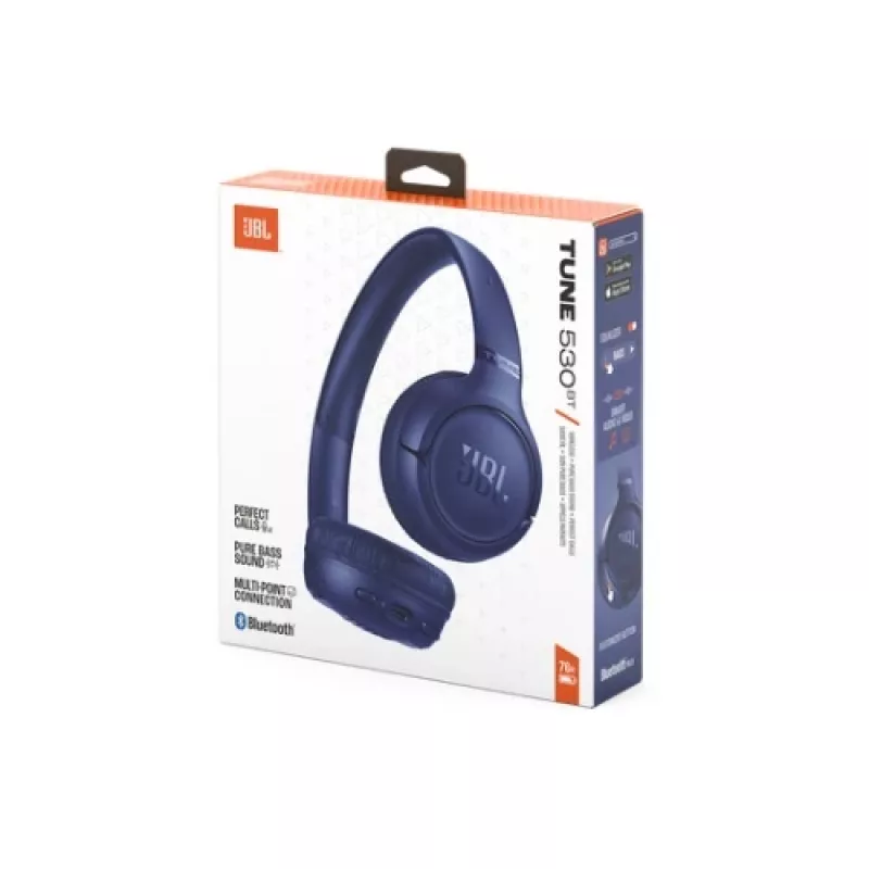 JBL Tune 530BT bezvadu ausis ar Pure Bass, Bluetooth 5.3, 40h bateriju, zilas
