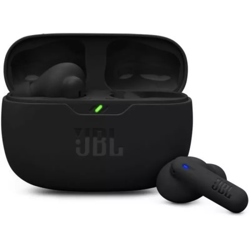 JBL Vibe Beam 2 True Wireless Bluetooth austiņas ar dziļo basu, IP54 ūdensizturību, 32 stundu bateriju un diviem mikrofoniem - Melna