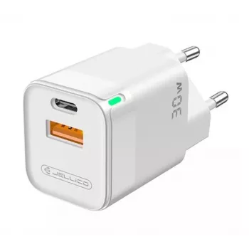 Jellico C44 Mini PD 30W QC 3.0 Smart Adaptive Fast Charger ar 1x USB-C (5-20V) / USB 3A Balts