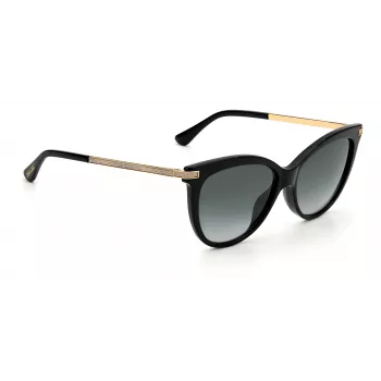 JIMMY CHOO AXELLEGS8079O Sieviešu tauriņstila kaķacs formas saulesbrilles - Melns rāmis, gradientpelēkas lēcas 56/16/145 mm