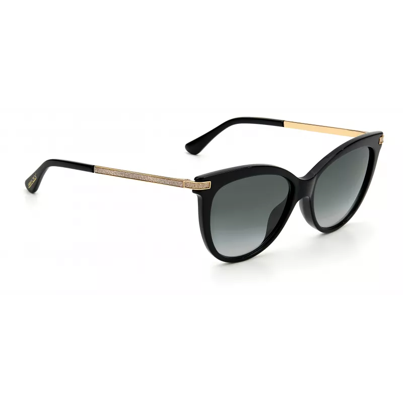 JIMMY CHOO AXELLEGS8079O Sieviešu tauriņstila kaķacs formas saulesbrilles - Melns rāmis, gradientpelēkas lēcas 56/16/145 mm