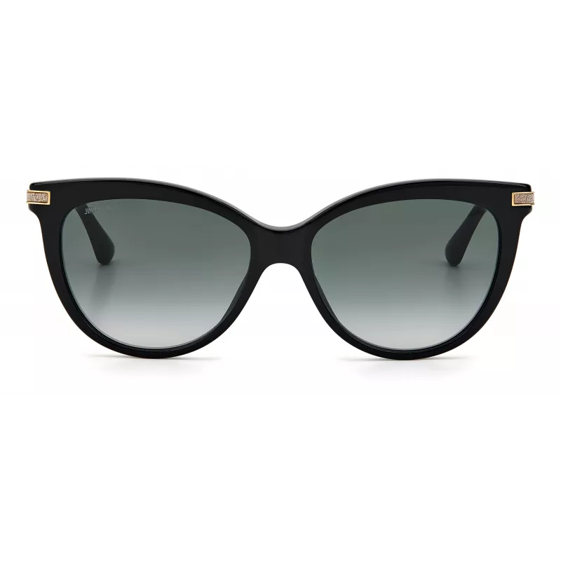 JIMMY CHOO AXELLEGS8079O Sieviešu tauriņstila kaķacs formas saulesbrilles - Melns rāmis, gradientpelēkas lēcas 56/16/145 mm