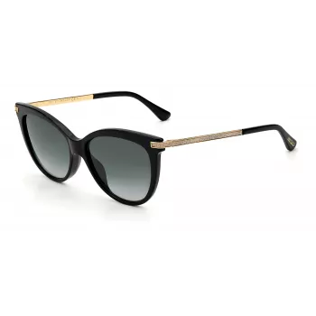 JIMMY CHOO AXELLEGS8079O Sieviešu tauriņstila kaķacs formas saulesbrilles - Melns rāmis, gradientpelēkas lēcas 56/16/145 mm