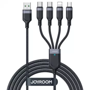 Joyroom 4-in-1 USB - Lightning/ Type-C/ Type-C/ Micro USB Cable Multi-Color Series A18, 3.5A, 1.2m, Black (S-1T4018A18c)