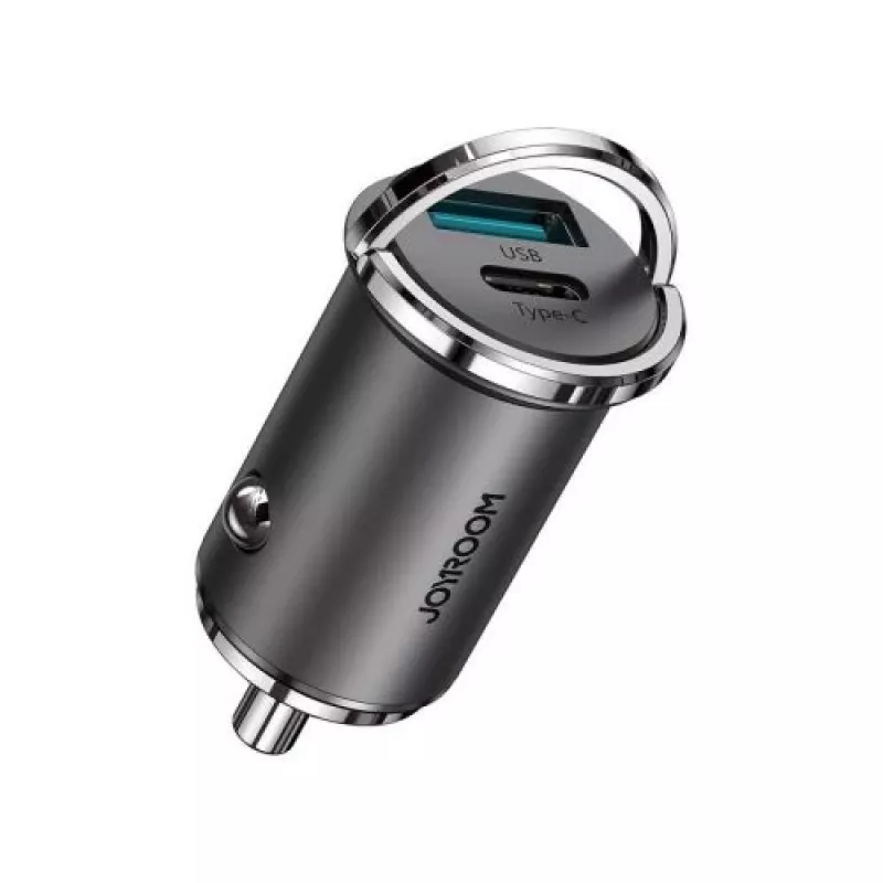 JOYROOM 45W USB Car Charger ar USB-C un USB-A, Power Delivery, Quick Charge 3.0, AFC, SCP, Pelēks (C-A35)