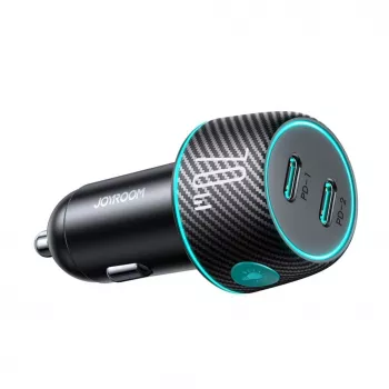 Joyroom JR-CCN02 Auto Lādētājs 2x USB-C 70W ar LED Fona Apgaismojumu, Melns