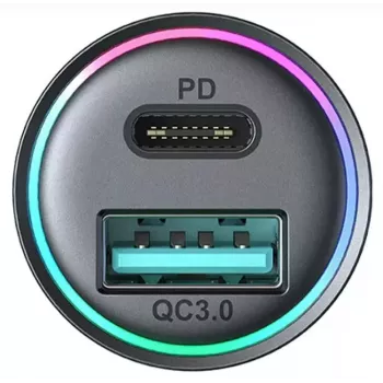 JOYROOM JR-CCN04 Mini Auto Lādētājs 60W USB-C PD 3.0 & USB-A QC 3.0, Melns