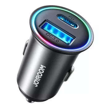 JOYROOM JR-CCN04 Mini Auto Lādētājs 60W USB-C PD 3.0 & USB-A QC 3.0, Melns