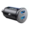 Joyroom JR-CCN06 Mini Auto Lādētājs 30W 2x USB-C Metāla Melns