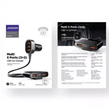 Joyroom JR-CL03 5-in-1 Auto Lādētājs, 31W, 5 USB-A Porti, Melns