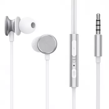 Joyroom Wired Series JR-EW03 austiņas ar tālvadību un mikrofonu, 3,5 mm spraudnis, sudraba