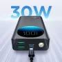 Joyroom JR-PBF02 Power Bank 20000mAh 30W PD QC Black ar USB-A uz USB-C kabeli 0.25m