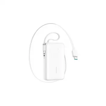 Joyroom JR-PR2L Power Bank 10000 mAh 35W ar Iebūvētu Izvelkamu USB-C un Lightning Kabeli (0,7m) Balts