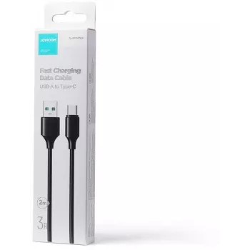 JOYROOM S-UC027A9 USB-A uz USB-C kabelis, 2 m, melns, 3A ātrā uzlāde un datu sinhronizācija