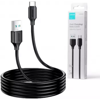 JOYROOM S-UC027A9 USB-A uz USB-C kabelis, 2 m, melns, 3A ātrā uzlāde un datu sinhronizācija