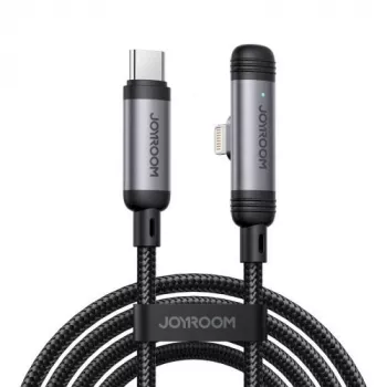 JOYROOM Type-C uz Lightning EnjoyX Series 90° kabelis A56, 30W, 480Mbps, 1.2m, melns (S-A56)