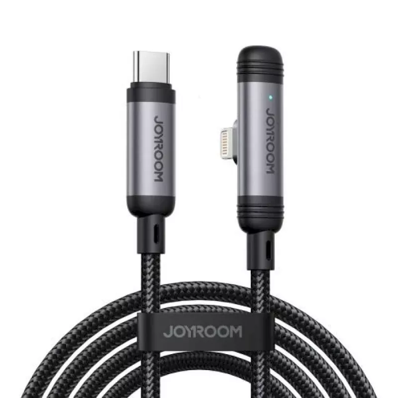 JOYROOM Type-C uz Lightning EnjoyX Series 90° kabelis A56, 30W, 480Mbps, 1.2m, melns (S-A56)