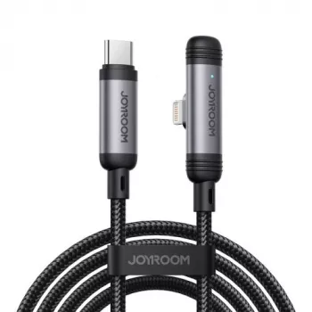 JOYROOM Type-C uz Lightning EnjoyX Series 90° kabelis A56, 30W, 480Mbps, 1.2m, melns (S-A56)