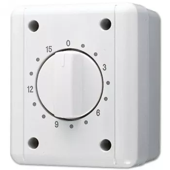 JUNG 8012W mehāniskais rotējošais taimera slēdzis, 120 min, 16A, 250V, balts