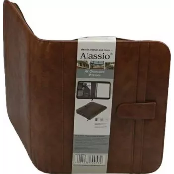 JÜSCHA Alassio VITERBO dokumentu mape ar rāvējslēdzēju, mākslīgā āda, brūna, A4, 2 pildspalvu turētāji, 4 karšu kabatas, 2 dokumentu nodalījumi, kabata kalkulatoram, kabata rakstāmpapīram, izturīga pret šļakatām (30053)