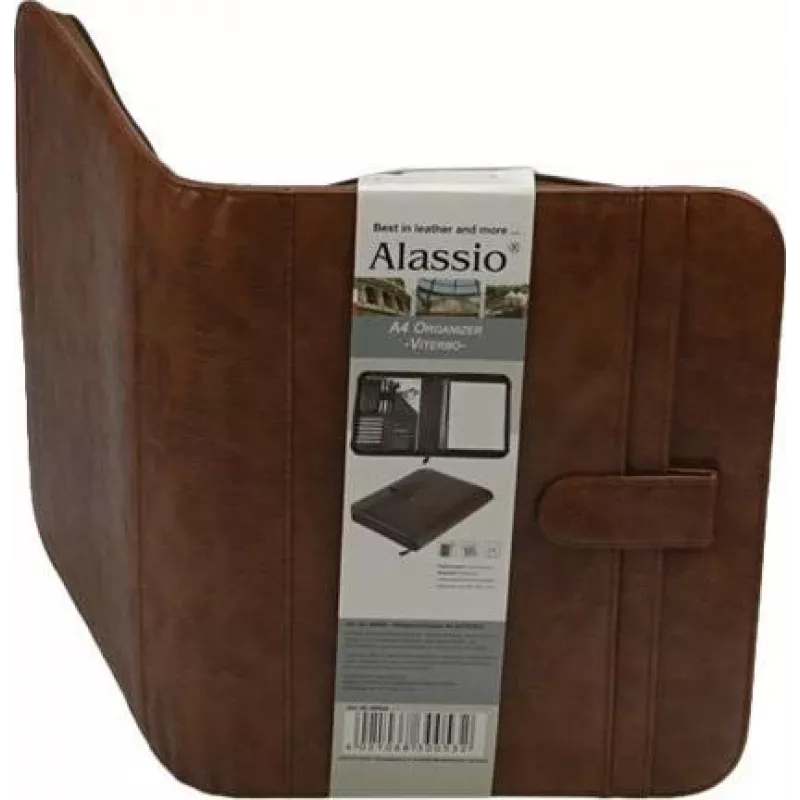 JÜSCHA Alassio VITERBO dokumentu mape ar rāvējslēdzēju, mākslīgā āda, brūna, A4, 2 pildspalvu turētāji, 4 karšu kabatas, 2 dokumentu nodalījumi, kabata kalkulatoram, kabata rakstāmpapīram, izturīga pret šļakatām (30053)