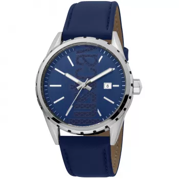 JUST CAVALLI MAN JC1G082L0095 42mm Quartz Analog Blue Dial Leather Strap Watch