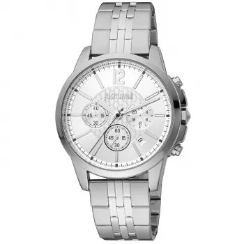 JUST CAVALLI MAN JC1G175M0255 Quartz Analog Watch 42mm Stainless Steel Mesh Bracelet Black Dial