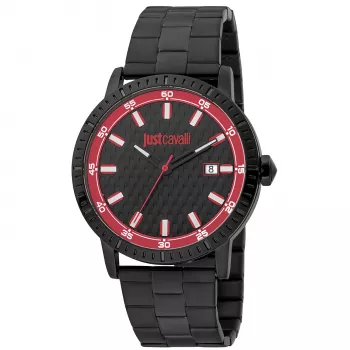 JUST CAVALLI MAN Pulkstenis JC1G216M0065 42mm Melns Ciparnīca Ādas Siksniņa Kvarcs