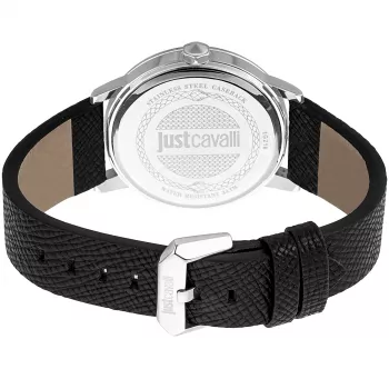 JUST CAVALLI vīriešu pulkstenis JC1G216L0025 42mm nerūsējošā tērauda korpuss, melna ādas siksniņa