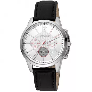 JUST CAVALLI vīriešu kvarca pulkstenis JC1G175L0215 42mm zils ciparnīca ādas siksniņa