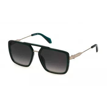JUST CAVALLI vīriešu saulesbrilles SJC040-580G61 - Ģeometrisks pilns rāmis, plastmasa, polikarbonāta lēcas, UV400 aizsardzība, lēcu platums 58 mm