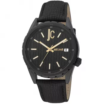 Just Cavalli vīriešu pulkstenis JC1G217L0045 42mm melns ciparnīca ādas siksniņa