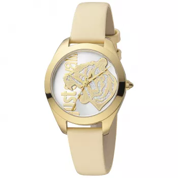 JUST CAVALLI Sieviešu Pulkstenis JC1L210L0015 32mm Sudraba Ciparnīca Brūna Ādas Siksniņa