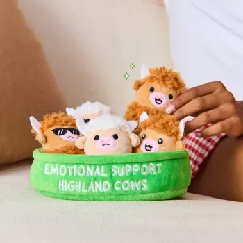Just Play Emotional Support Highland Cow mīkstā rotaļlieta - brūna, 10 collas