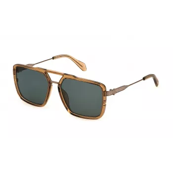 JUSTCAVALLI vīriešu saulesbrilles SJC040-580913 Havana Brown Gradient Square Acetate 58mm