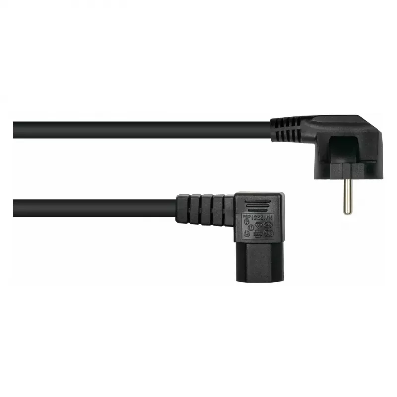 Kabelmeister 3m strāvas vads, CEE 7/7 Schuko uz IEC C15, 90° leņķis, melns