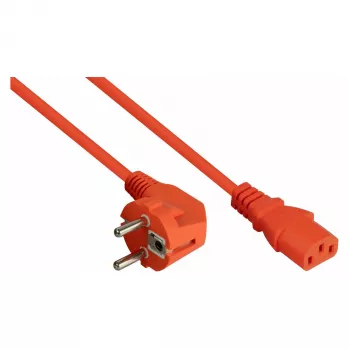 Kabelmeister 3m Schuko (CEE 7/7) uz C13 strāvas vads, 90° leņķis, oranžs