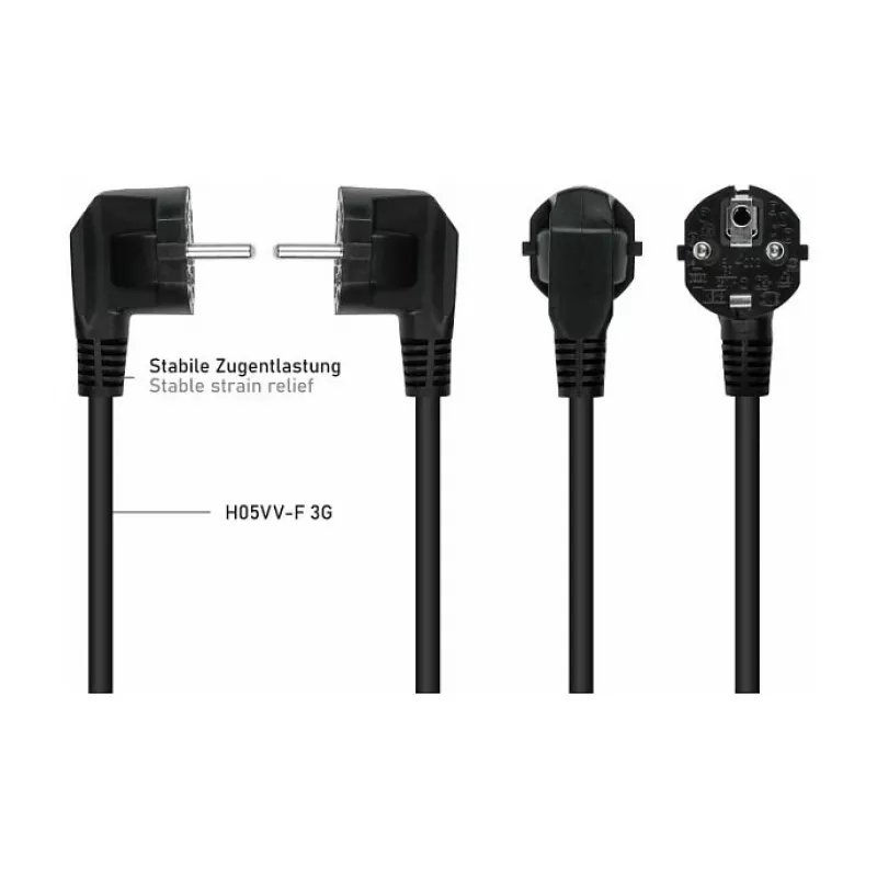 Kabelmeister Schuko spraudnis (90° leņķa) uz 2x IEC C13 Y-sadalītāja kabelis, 2m, melns
