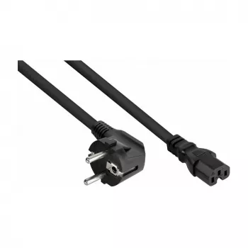 Kabelmeister Schuko strāvas vads ar 90° leņķa spraudni uz IEC C15, melns, 1,8 m