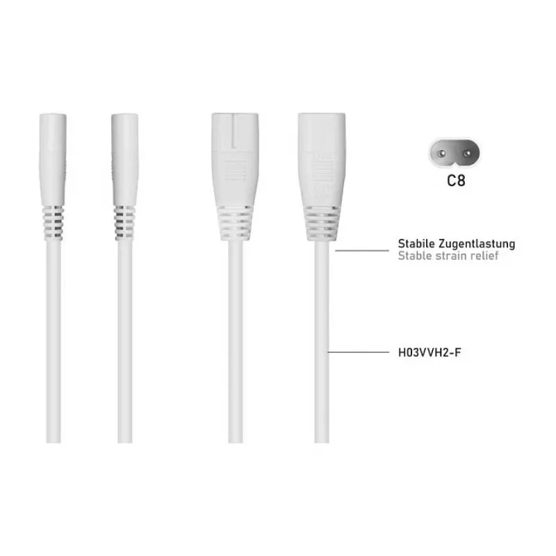 KABELMEISTER SK0877-W003 strāvas sadalītāja kabelis IEC C8 uz 2x IEC C7, 0,3 m, melns