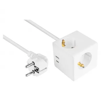 kabelmeister Socket Cube 3 Kontaktligzdas ar USB-C un USB-A, Balts, 2m