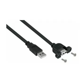 Kabelmeister USB 2.0 pagarinātājs, Type-A vīrietis uz paneļa Type-A sieviete, 1m, melns