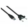 Kabelmeister USB 3.0 pagarinājuma kabelis, paneļa montāžai, Type-A vīriņš uz Type-A sieviņu, 0,3 m, melns, UL sertificēts