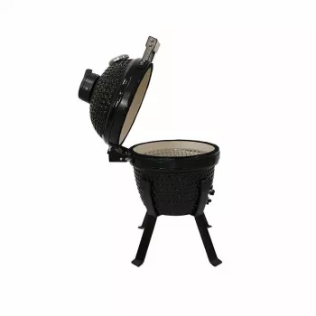 Kamado Bono Picnic Keramikas Grils 13 inch ar ratiņiem, kokogles, melns