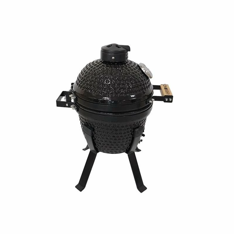 Kamado Bono Picnic Keramikas Grils 13 inch ar ratiņiem, kokogles, melns