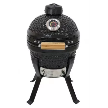 Kamado Bono Picnic Keramikas Grils 13 inch ar ratiņiem, kokogles, melns