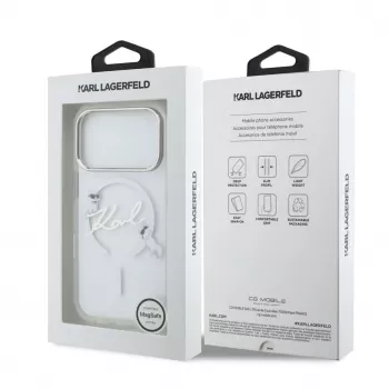 Karl Lagerfeld Apple iPhone 18 Pro Max HC MagSafe IML caurspīdīgs vāciņš ar Karl Script logotipu