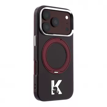 Karl Lagerfeld IML Ring Stand 360 Kameo Metal MagSafe maciņš iPhone 18 Pro Max / 17 Pro Max, bordo