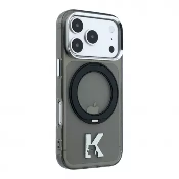 Karl Lagerfeld iPhone 18 Pro / 17 Pro MagSafe IML gredzena statīvs 360 Kameo Metal maciņš - Melns